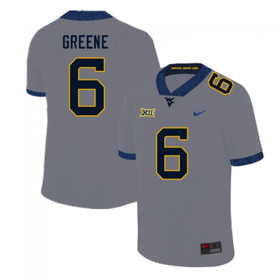 Men's West Virginia Mountaineers NCAA #6 Garrett Greene Gray Authentic Nike Stitched College Football Jersey NA15O56VU